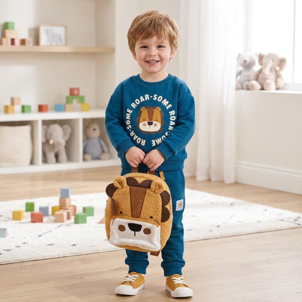 J16526: Boys Lion Sweatshirt & Jog pant Outfit With Matching Rucksack (2-4 Years) J16526: Boys Lion Sweatshirt & Jog pant Outfit With Matching Rucksack (2-4 Years)